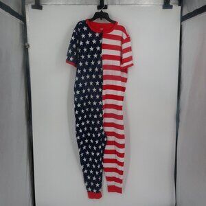 Snooze Button American Flag Style Short Sleeve One piece Pajamas Size XL